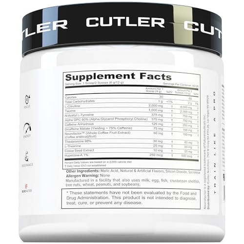 Image of Prevail Pre Workout Powder with Nootropics Pre-Workout Drink for Men and Women Lazer Focus and Energy Stim Pre Workout with L-Citrulline Alpha GPC and L Tyrosine , 40 Scoops (Tropical Punch)