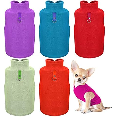 6 Pack Winter Clothes for Small Dogs Fleece Vest with Leash Ring Sleeveless Dog Jacket for Small Medium Dogs Unisex (Bright Colors, Medium) Cover