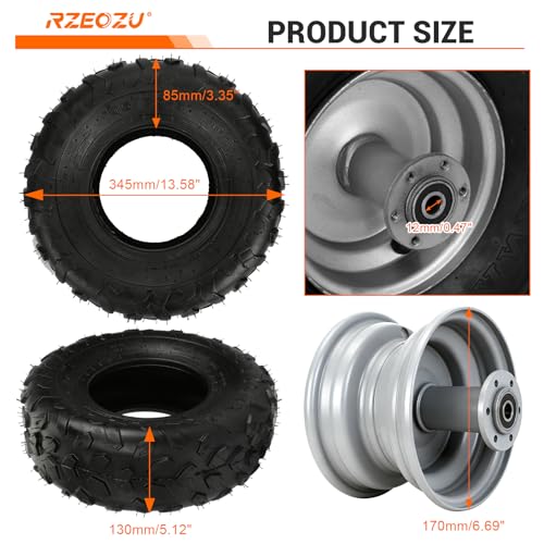 Image of Mini Bike 145 /70-6 Tires and Rear Wheels Rims Assembly Kit Replacement for Coleman CT100U CC100X Baja Doodlebug DB30 Motovox MBX10 MBX11 Monster Moto 80cc 105cc Minibike Parts