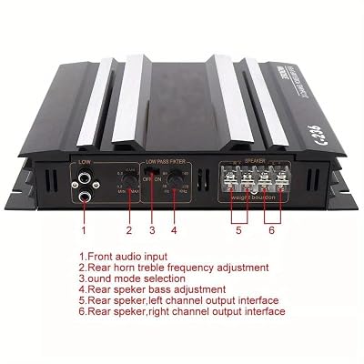 2-Channel Car Power Amplifier, High-Performance Universal Fit Audio System, 300W Max Output, Hardwired Room Electrical Operation, 36V Max Operating Voltage C-236 12V