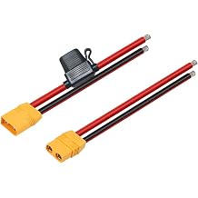New XT90 Connector with 10AWG Silicone Wire, Pre-Fitted 30A Waterproof Fuse | Wiring Terminal for RC Lipo Battery, Drones & Solar Energy Storage Power SuppliesPigtail Male & Female Connectors