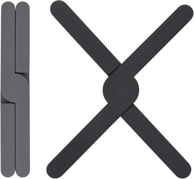 Silicone Folding Trivets 2 Pack Non Slip Heat Resistant for Hot Pans/Cup/Dishes/Plates (Gray and Black)