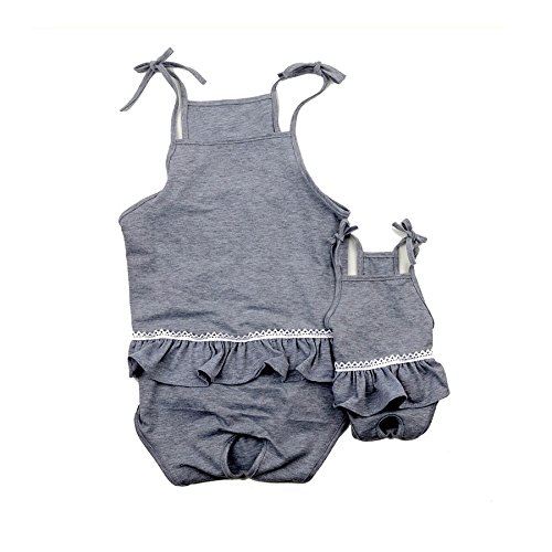 Stock Show Female Dog Diaper Dog Cute Summer Cotton Sanitary Pantie With Suspender Bathing Dress Jumpsuits Suspenders For Girl Dogs Puppy, Grey, S #TOP2