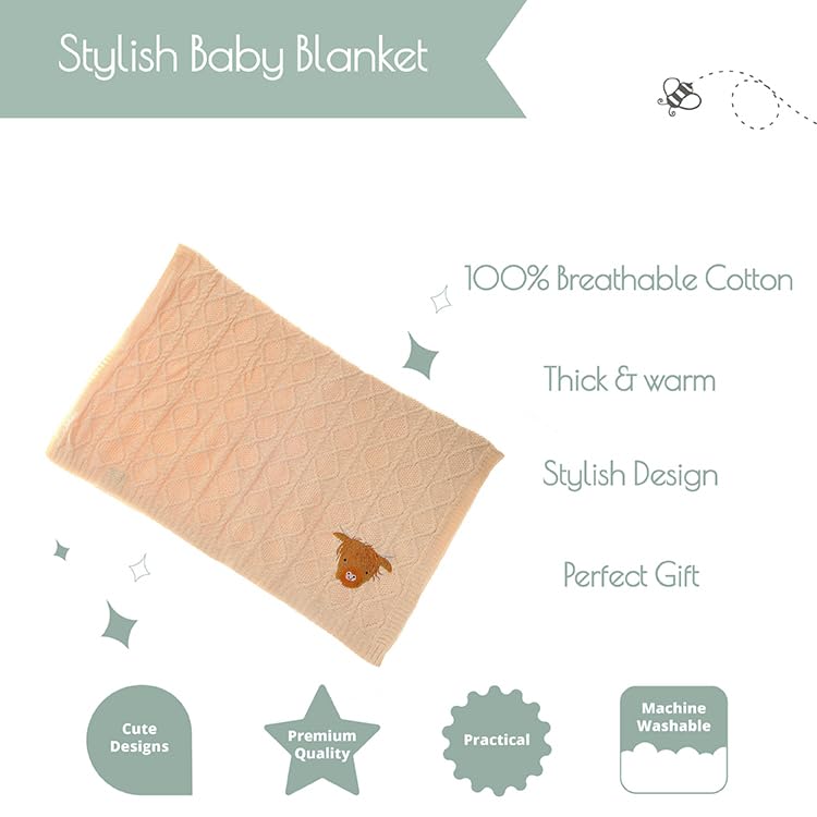 Ziggle Baby Cotton Blanket, Natural Beige - Image 3