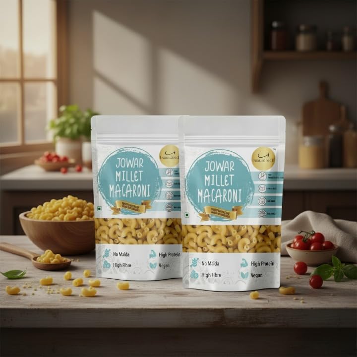 Image of INDULGENCE Jowar Millet Macaroni 400g (2 x 200g) | No Maida | High Protein & Fibre | No MSG or Preservatives | Healthy Pasta for Kids & Adults