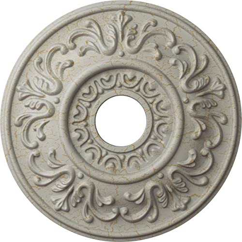 Ekena Millwork CM18VLPCC Valletta Ceiling Medallion fits Canopies up to 3 1/2, Pot of Cream Crackle