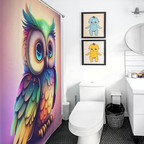 Rideau de douche hibou tissu polyester imperméable rideau de bain lavable baignoire - 3