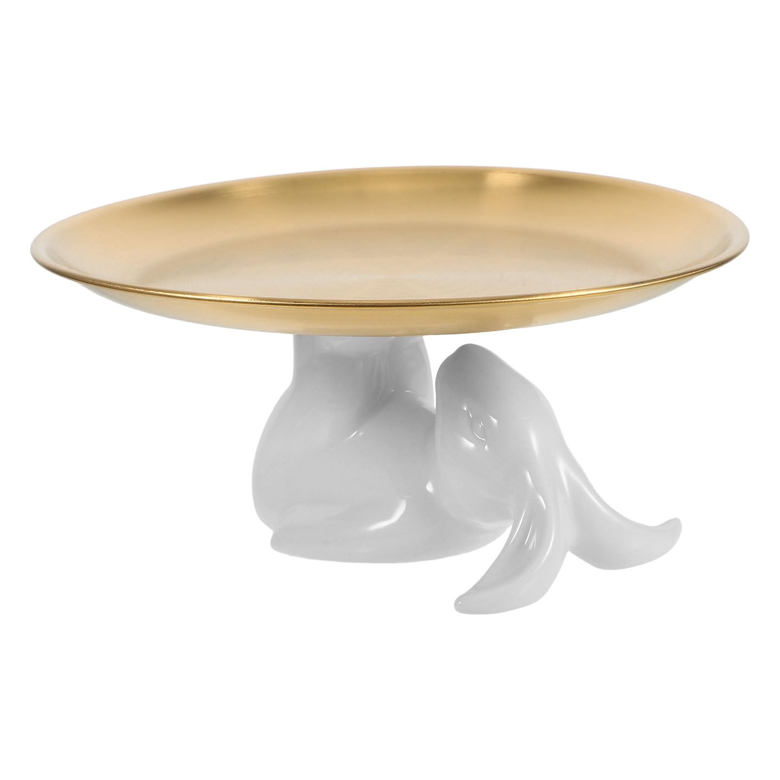 ifundom Espositore per Torte in Ceramica a Forma di Coniglio Vassoio Porta Dessert e Frutta da 20 CM Alzatina Decorativa per Casa e Buffet
