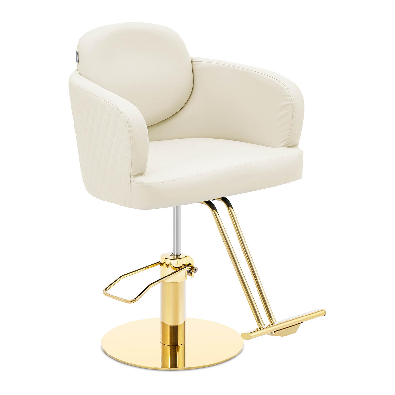 Physa Physa WINSFORD - Silla de peluquería con reposapiés, 480-630 mm, 200 kg, Color Crema y Dorado, para peluquería