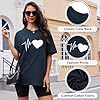 Lonya Women's T-Shirts Round Neck Y2k 90s Oversized T Shirts for Women Ladies Short Sleeve Graphic Print Summer Baggy Plus Size Casual Cotton Tee Tops,Pure Navy Blue,XXL #3