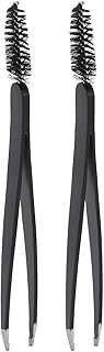 2PCS Black Stainless Steel Eyebrow Tweezer wi...