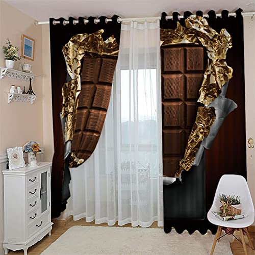 BOVZOX Rideaux Salon Occultants Marron et Chocolat 2 Pièces x 117 L x 138cm H Paire de Rideaux à Oeillets Isolation Thermique/Draperies Tombé Lourd pour...