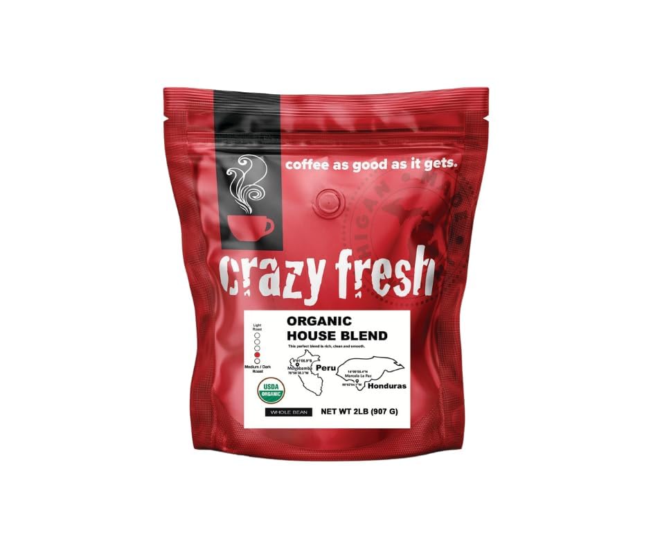Crazy Fresh Café en Grano Orgánico 1 lb Tostado Oscuro miniatura 5