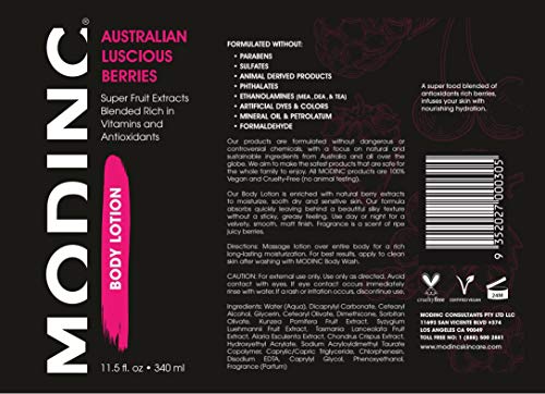 Modinc MOD-BLLB11.5OZ Luscious Berries Body Lotion Luxury Moisturizing Australian Formulated thumb #1
