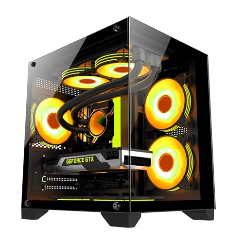 pcケース ミドルタワー pcケース 強化ガラスモデル micro-atx ブラック（black）