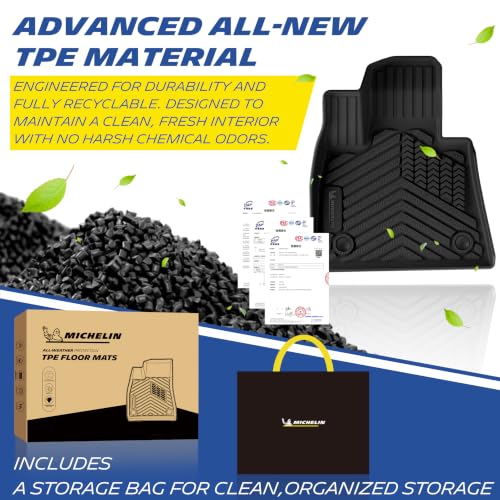 Image of Michelin Vehicle Mats for 2019-2026 BMW X5, 5 Seats, Floor Mats | Fit Gas&PHEV (Plug In Hybrid), Not Fit 7 seats, Custom Fit, All-Weather TPE Car Mats Accessories Floor Liner, 3PCS, Premier