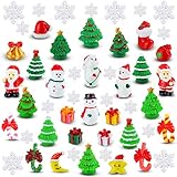 50 Pieces Christmas Miniature Figurines Tiny Mini Resin Fairy Dollhouse Garden Ornaments DIY Kit Christmas Pendant Accessories DIY for Snow Globe Christmas Decorations