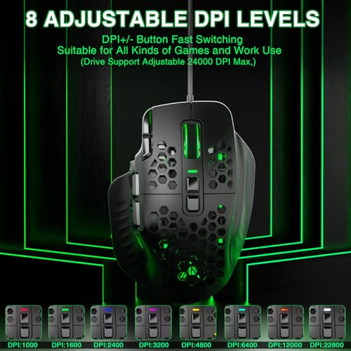 SOLAKAKA SM809 MMO Gaming Mouse Wired RGB with 9 Side Buttons, 22800 DPI High Precision Sensor Optical Ergonomic Gamer Mouse,16 Programmable Custom Macro Shortcuts Remapping PC Gaming Mice - Image 4