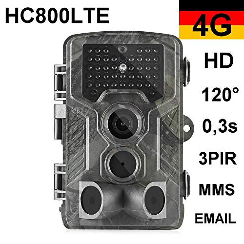 Cámara de caza 24 MP HC-800 LTE 4G Full HD 42 Black LED 0,3 segundos Trigger 120° Fotofalle cámara de vigilancia GSM MMS SMTP SMS Jagd Wild Cámara Hunting Trail Camera Suntek 4G 3G 2G LTE
