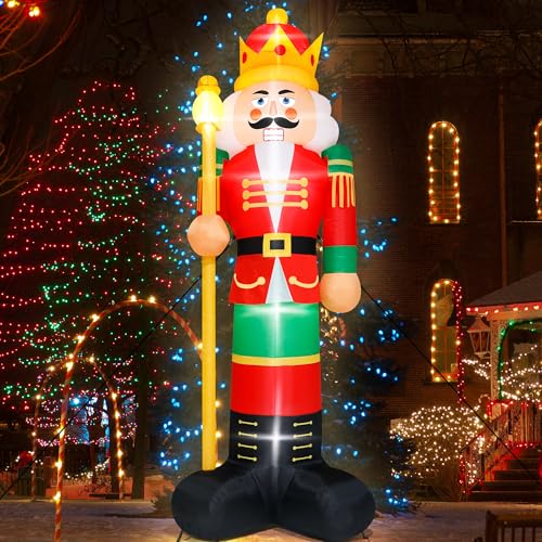 Image of 14FT Christmas Inflatables, Giant Christmas Inflatables Nutcracker, Lighted Christmas Soldier Yard Decorations, Blow Up Outdoor Christmas Decor for Holiday Xmas Party Indoor Lawn Christmas Eve