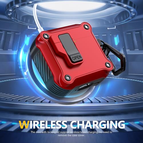 Image of RFUNGUANGO for AirPods 5 /4 Case (2026 /2024) with Lock, Red