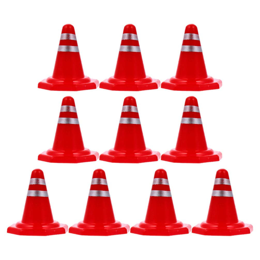 TOYANDONA 20 Unids Mini Señales de Tráfico Señales de Control de Tráfico de Plástico Conos de Entrenamiento de Tráfico para Escenas en Miniatura Tren Mesa de Arena Decoración de Bricolaje
