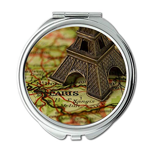 Specchietto tascabile, specchio compatto tondo Specchio compatto Specchietto portafoto bifacciale per torre eiffel per uomini/donne MT 032