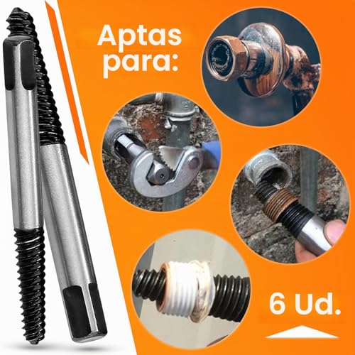 Miniatura 4 de Snarflun 6 Piezas Extractor De Tornillos Rotos Profesional - Herramienta Saca Tornillos Dañados Y Oxidados,Ideal Para Tuberías,Con Caja De Almacenamiento,Extracción Eficiente De Tornillos