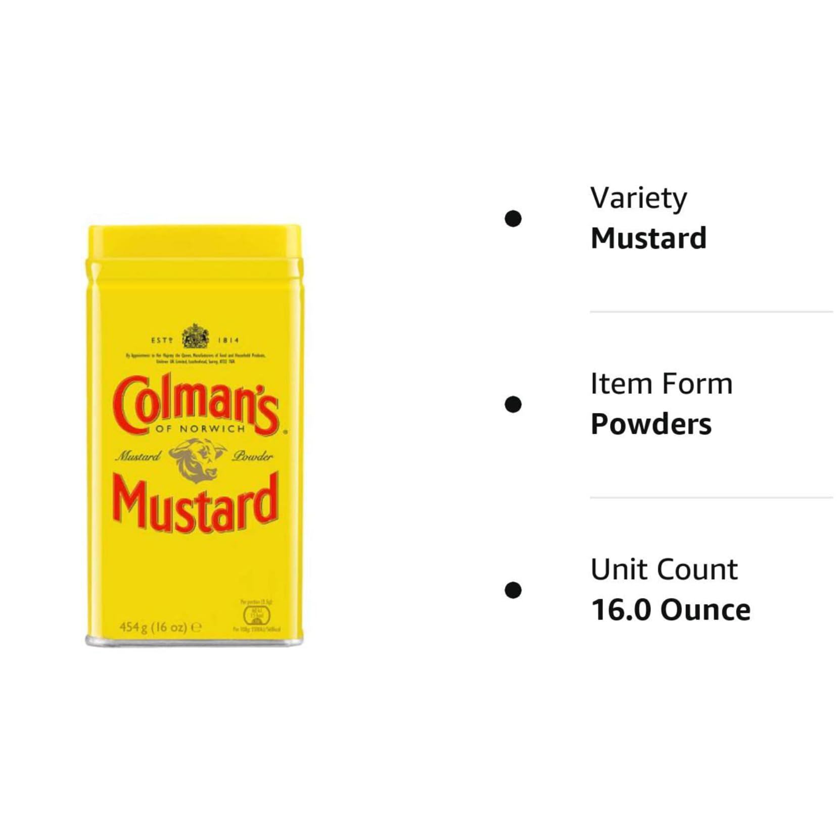 Colman's Mostaza en polvo, 16 onzas (paquete de 3)