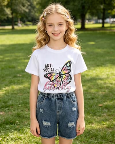 Image of 9-16Y Tween Girl Clothes 2 Piece Short Sleeve Heart Print Top and Shorts Teen Girl Summer Outfits Short Set