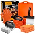 21 Pieces Griddle Cleaning Kit for Blackstone, Flat Top Grill Cleaning Accessories with Silicone Spatula Mat, Scraper, Grill Stone & Scouring Pads with Handle, Cleaning Gloves, Cleaning Towel