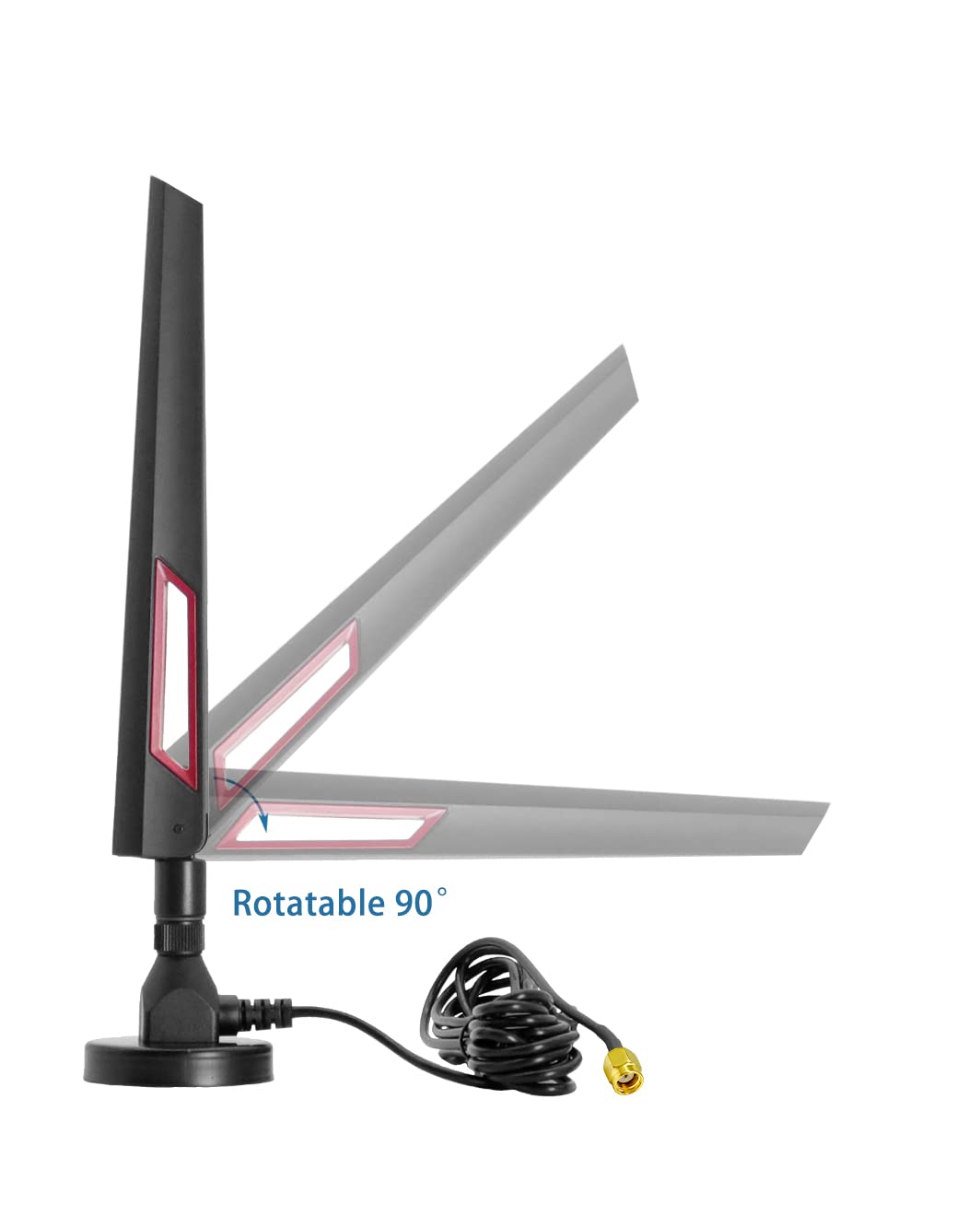 Vecys 4G Antenna RP SMA Maschio Connettore Omni-direzionale 4G Full-Band Router Esterno Antenna Pieghevole a Colla Stick 8 dBi ad Alto Guadagno con Base Magnetica Cavo 3M RG174