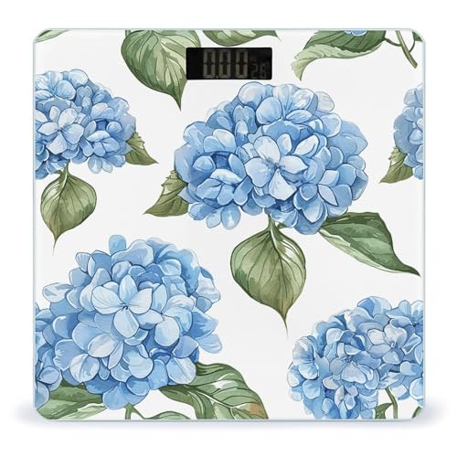 Báscula Digital para Baño con Diseño Hortensia Azul y Capacidad 400 lb miniatura 1