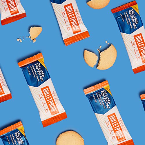Collagen Protein Bars, Vanilla Shortbread, 11G Protein, 12 Pack, Bulletproof Grass Fed Healthy Snacks, Made With Mct Oil, 2G Sugar, No Added Sugar #TOP2