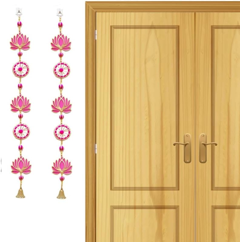 Miniatura 4 de Divyakosh Colgantes de pared y puerta de loto hechos a mano (paquete de 4)  Decoración del hogar  Decoración de Pooja  Decoración Diwali  Decoración