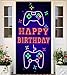 Neon Level Unlocked Happy Birthday Level Up Banner Backdrop Gamepad Video Games Party Theme Decor for Boys Girls Birthday Party Supplies Level Up Birthday Decorations Game On Party Photo Booth Props