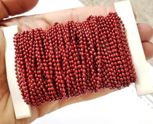 Image of GoSetGet! 12 mtr-Dark Maroon-1.5mm Metal Ball Chain for LIPPAN Art, Rangoli, Jewelry Making, Crafts, Decorative, Long Lasting Finish (12 Mtr MaroonDark)