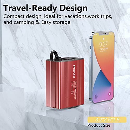 150W Car Power Inverter DC 12v to AC 110v Converter, Car Plug Outlet Adapter with 2 USB Ports and 1 AC Socket, Road Trip Essentials Accessories