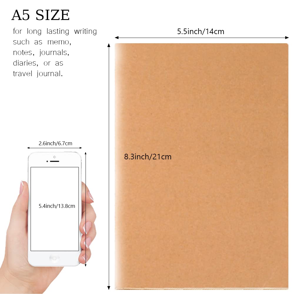 30 Pack Journal Notebook, Kraft Cover Lined Paper Journal for Traveler, Notes, Memo - Bulk Journals Sewn Brown Notebook, 80 Pages, 8.3'' x 5.5''