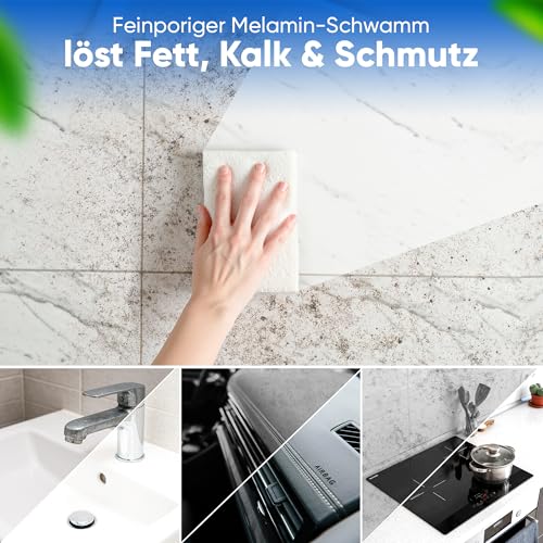 Fugenbürste inkl. gratis Schmutzradierer – 3X Reinigungsbürste + 4X Melamin Schwamm – Fugenbürste Bad & Küche, Fugenreiniger für Fliesenfugen & Dusche – Putzbürsten Reinigungsschwämme