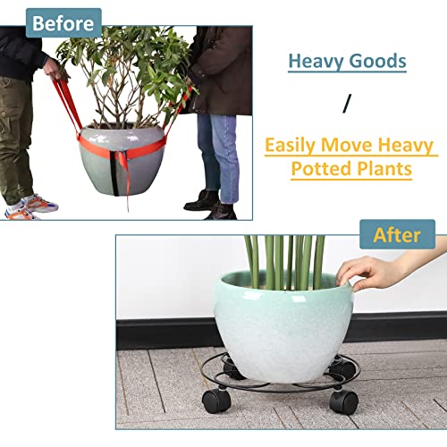 Fogein 2 Pack Plant Caddy With Wheels Heavy Duty 12 Inch Metal Plant Stand With Wheels Plant Dolly Rolling Plant Stand Plant Roller With Casters For Indoor And Outdoor, Black #TOP6