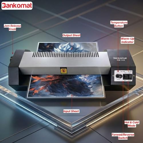 Image of Bankomat Professional Heavy Duty Metal Laminator Machine 13 Inch Wide Hot & Cold Thermal Laminator for A3 A4 A6 Photos ID Cards Certificates Documents with Laminating Sheets