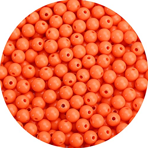BONNY BOXX 40PCs 20MM Smooth Orange-red Acrylic Round Beads, Plastic Resin Bubblegum Balls Chunky Gumball Beads for Necklace and Bracelet Making, Crafting Supplies