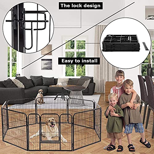 Bestpet Dog Playpen Pet Dog Fence 24"/ 32" /40" Height 8/16/24/32 Panels Metal Dog Pen Outdoor Exercise Pen With Doors For Large/Medium/Small Dogs,Pet Puppy Playpen For Rv,Camping,Yard #TOP4