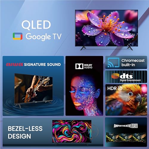 Image of Aiwa 108 cm (43 inches) QLED Display 4K Ultra HD | Google TV | Smart TV | Dolby Vision | Magnifiq Series | Bezel-Less| 2 GB RAM 16GB Storage | 40 Watts Dolby Atmos | Signature Sound | AS43QUHDX1-GTV