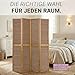 Homestyle4u Paravent Raumteiler in XL Größe, Bambus 4-teilig, Faltbar, 2m Höhe, Holz Braun, Sichtschutz Trennwand für Wohnzimmer