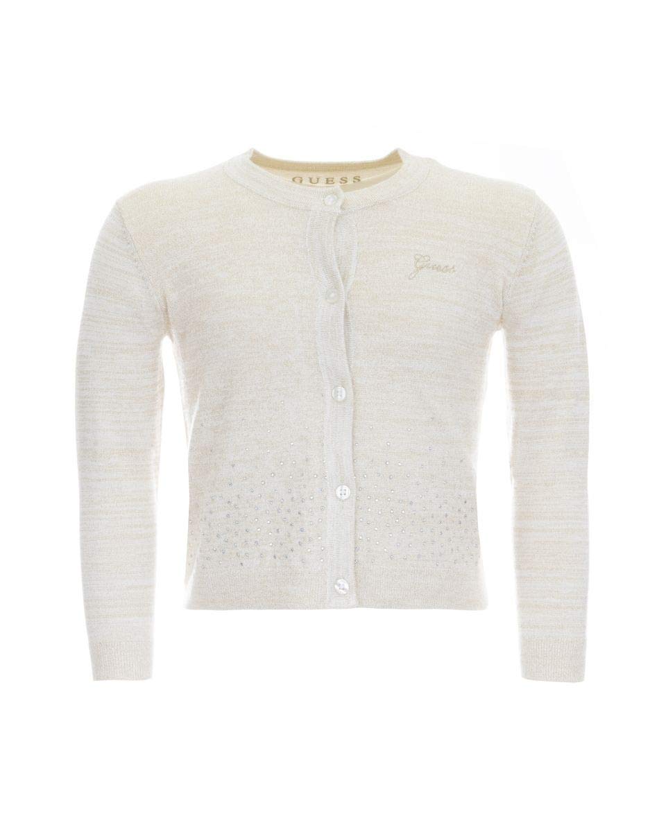 GUESS? Cardigan con Strass da Bambina, 6 Anni (116cm), Bianco