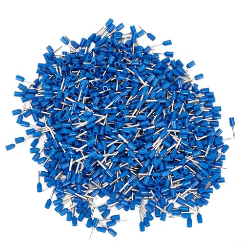 Insulated Crimp Terminal Tubular for AWG 22, E0508 0.5mm² Copper Wire Connector with Heat Shrink Waterproof SEALs, Marine & Automotive Grade, 1000 pcs (Blue)