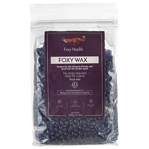 Hard Wax Beans for Hair Removal (large 1.1 lb bag with Coconut oil) - Smooth Facial and Body Hair Depilatory Wax Beads for Wax Warmer Kit, Brazilian Bikini Waxing, Foxy Health for Women and Men