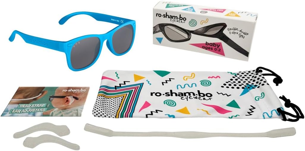 ROSHAMBO Unbreakable Square Sunglasses - Italian Made Polarized - BPA Free with Strap + Accessories - USA Assembled